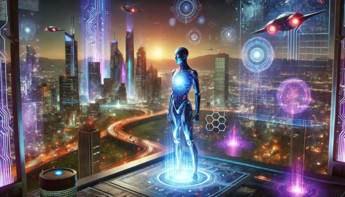 DALL·E-2025-01-02-13.34.08-A-futuristic-landscape-featuring-a-highly-advanced-AI-agent.-The-scene-sh.jpeg